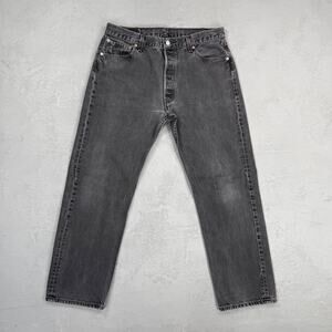 Vintage 2000 Levi's 501 Faded Black Denim Red Tab Jeans MADE IN USA Fit 34 x 29